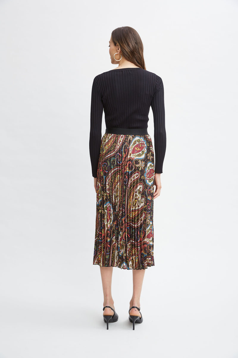 T-Tahari Paisley Pleated Skirt