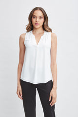 T-Tahari Sleeveless Split Neck Shirt