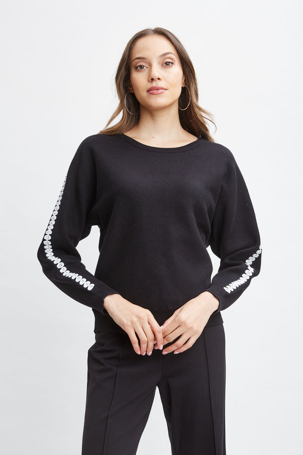 T-Tahari Stitch Sleeve Sweater