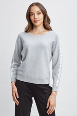 T-Tahari Stitch Sleeve Sweater