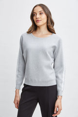 T-Tahari Stitch Sleeve Sweater