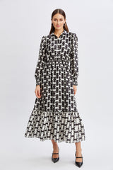 T-Tahari Geometric Chain Shirt Dress