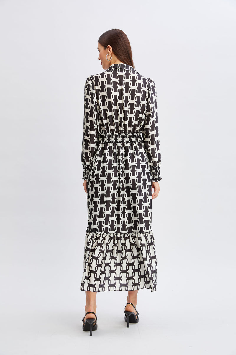 T-Tahari Geometric Chain Shirt Dress