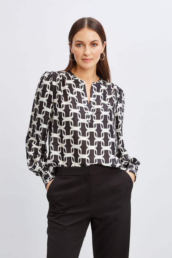 T-Tahari Geometric Chain Shirt