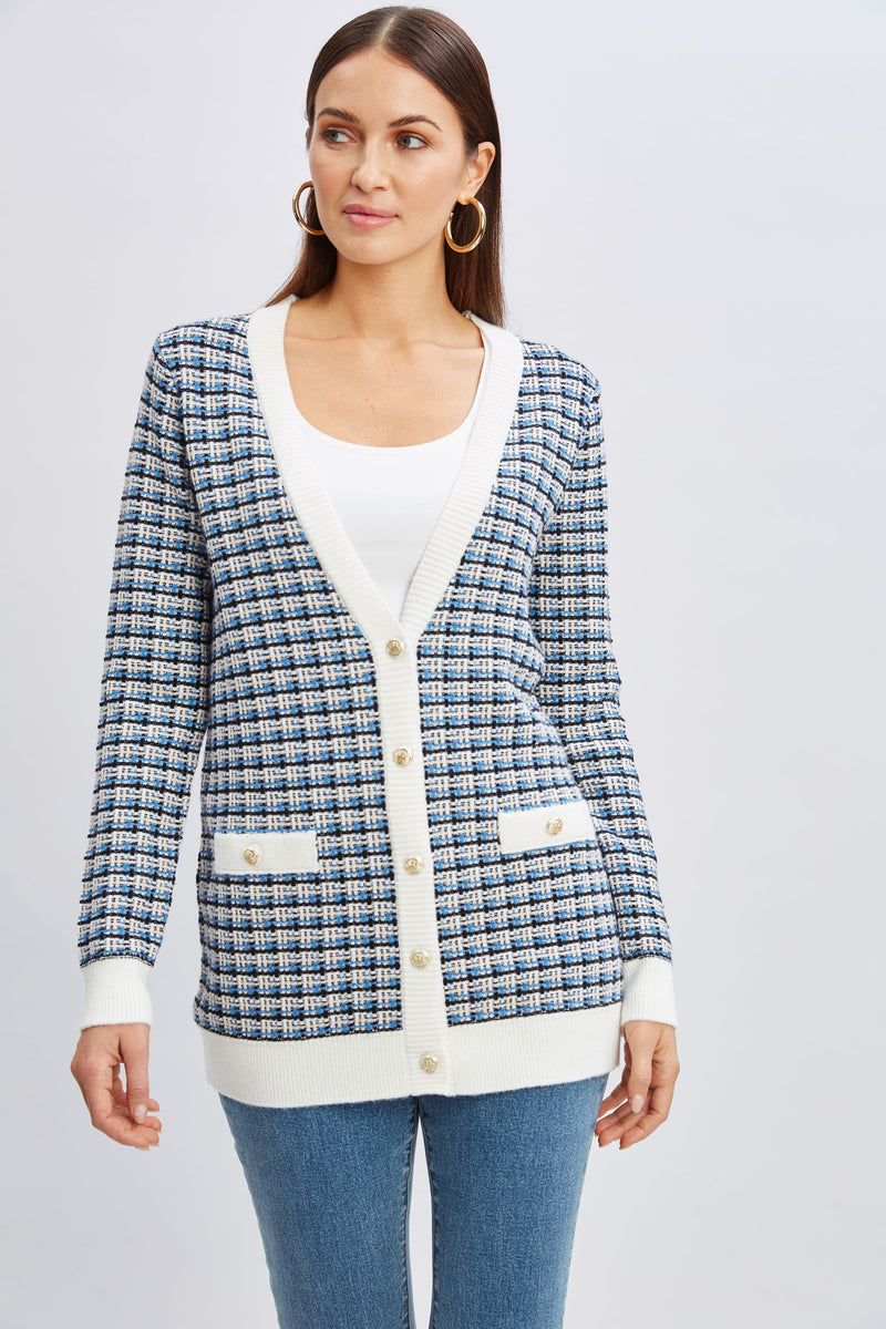 T-Tahari Plaid Cardigan