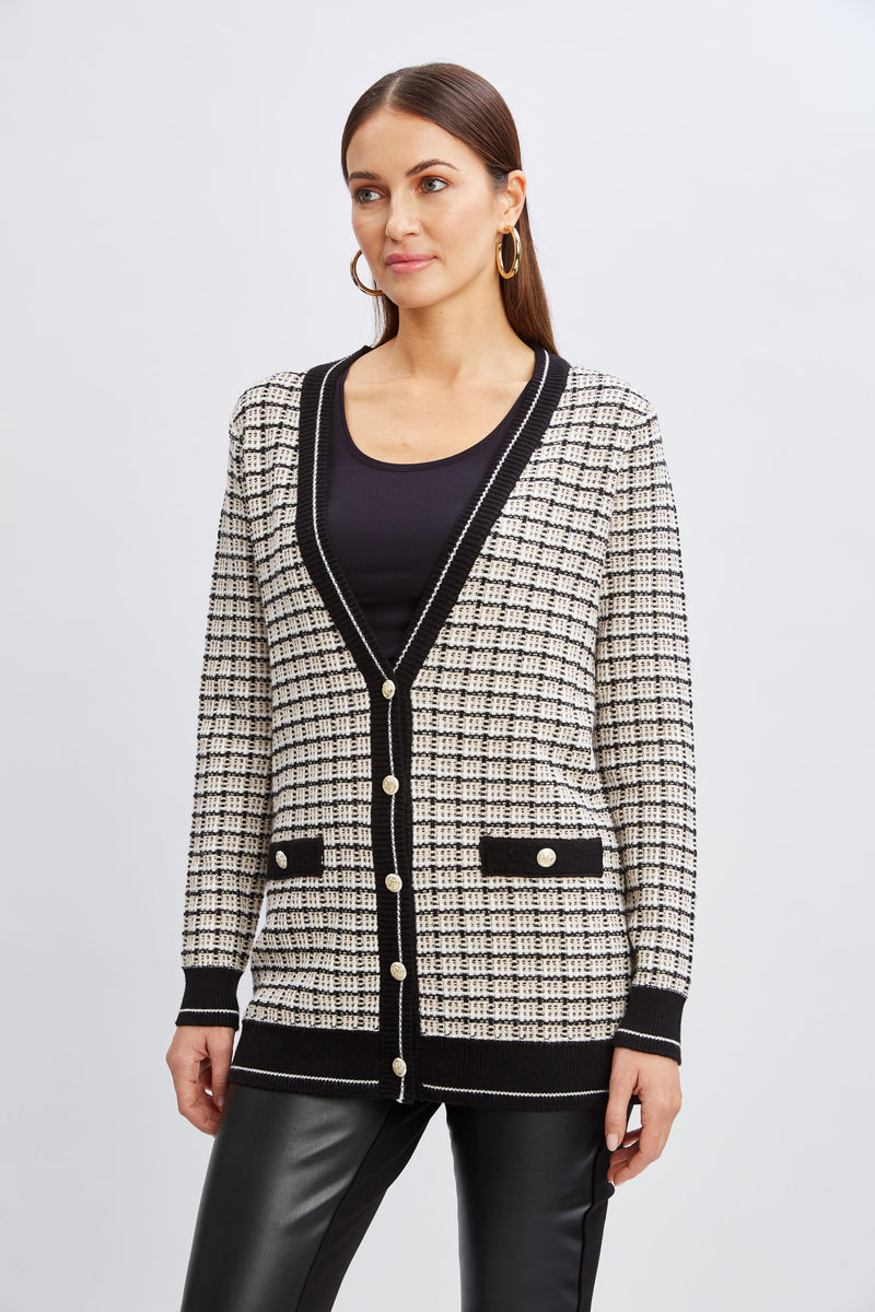 T-Tahari Plaid Cardigan