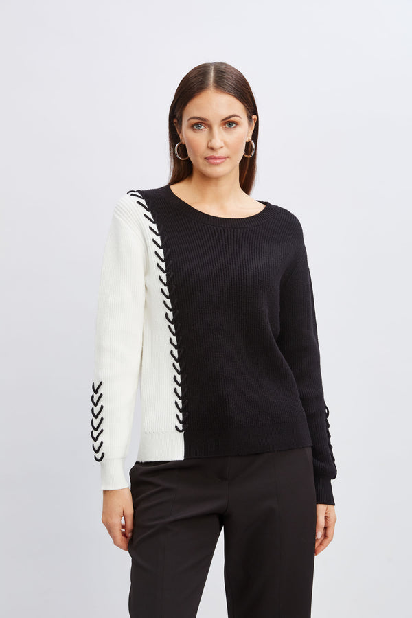 T-Tahari Colorblock Stitch Sweater