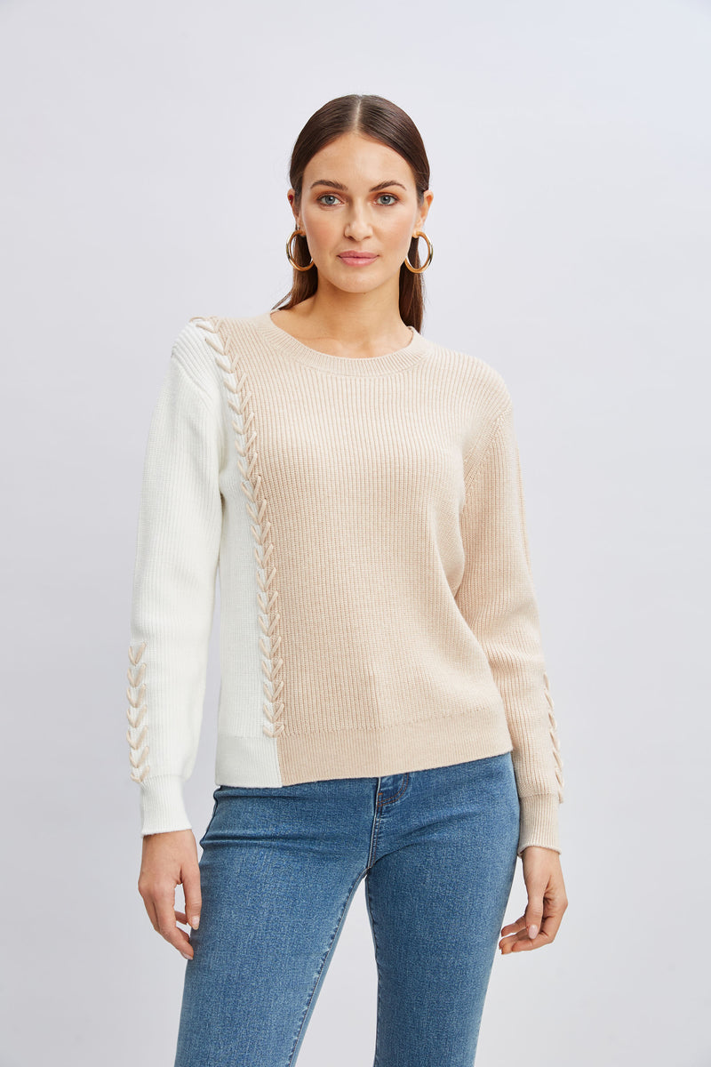 T-Tahari Colorblock Stitch Sweater