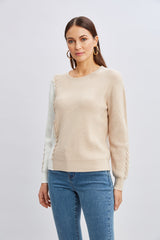 T-Tahari Colorblock Stitch Sweater