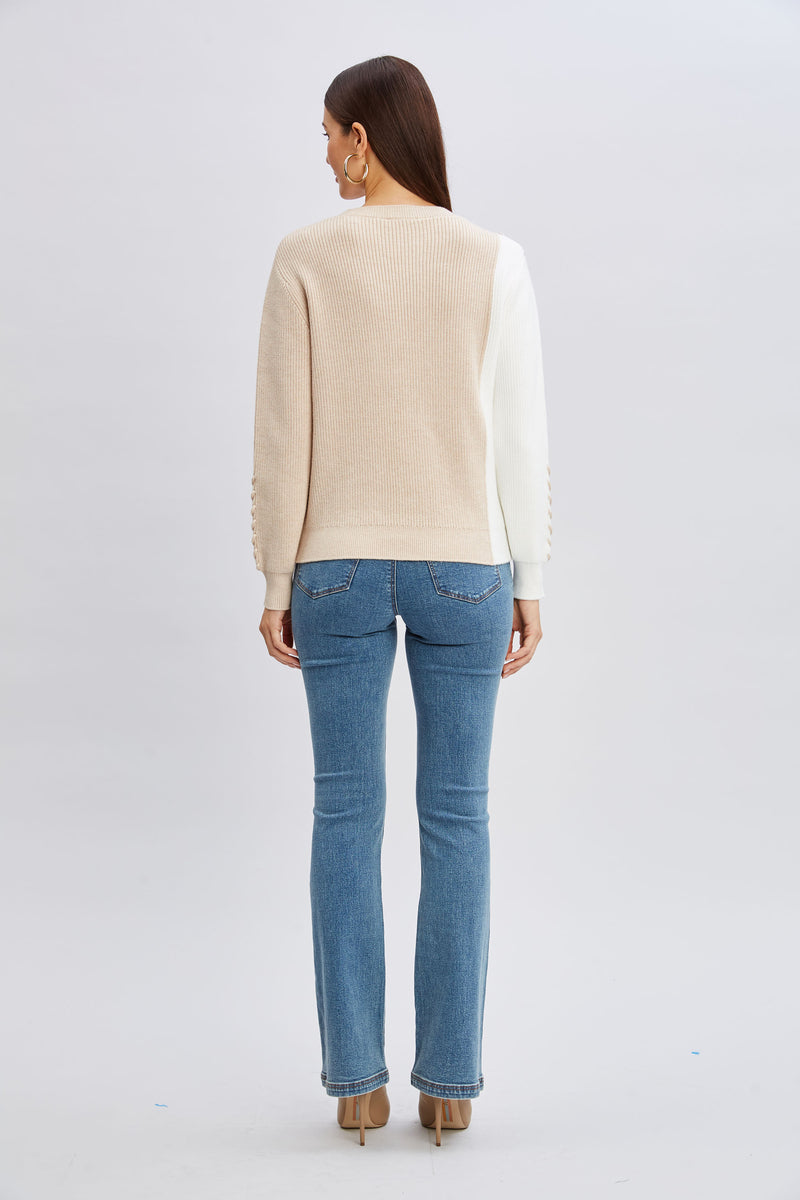 T-Tahari Colorblock Stitch Sweater