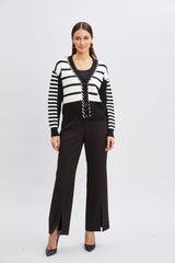 T-Tahari Stripe Stitch Cardigan