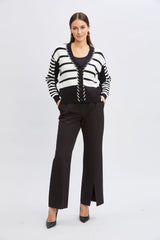 T-Tahari Stripe Stitch Cardigan