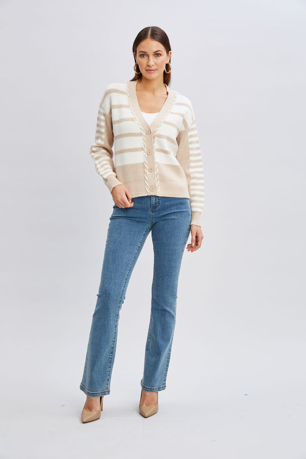 T-Tahari Stripe Stitch Cardigan