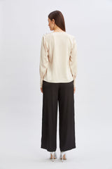 T-Tahari Satin Cowl Jewel Top