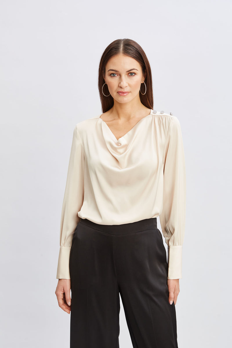 T-Tahari Satin Cowl Jewel Top