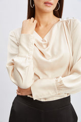 T-Tahari Satin Cowl Jewel Top