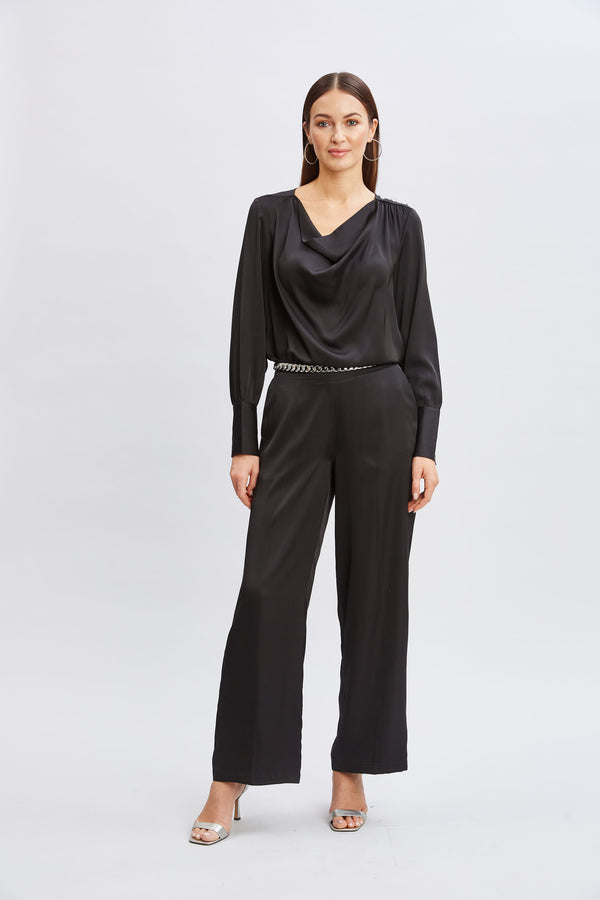 T-Tahari Satin Cowl Jewel Top