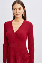 T-Tahari Lurex Mock Wrap Sweater Dress