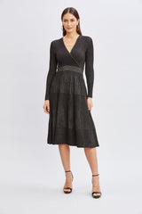 T-Tahari Lurex Mock Wrap Sweater Dress