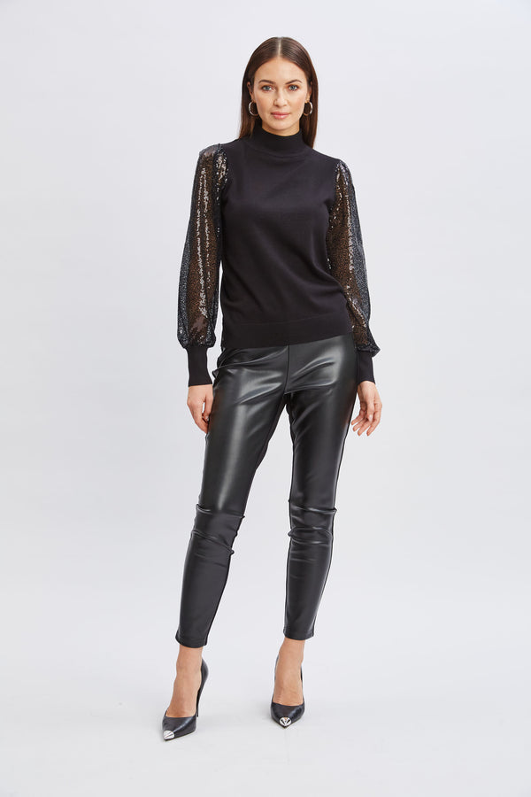 T-Tahari Sequin Sleeve Sweater