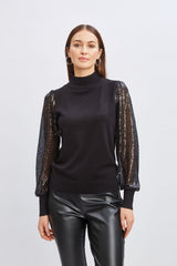 T-Tahari Sequin Sleeve Sweater