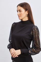 T-Tahari Sequin Sleeve Sweater