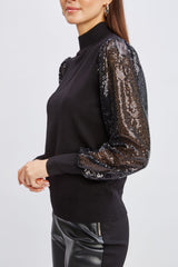 T-Tahari Sequin Sleeve Sweater