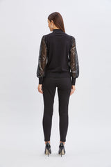 T-Tahari Sequin Sleeve Sweater