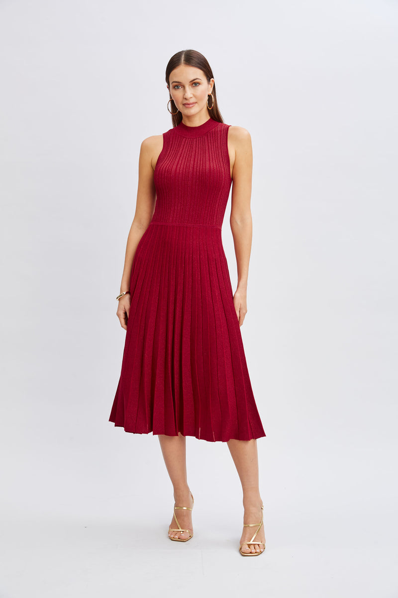 T-Tahari Metallic Mock Neck Dress