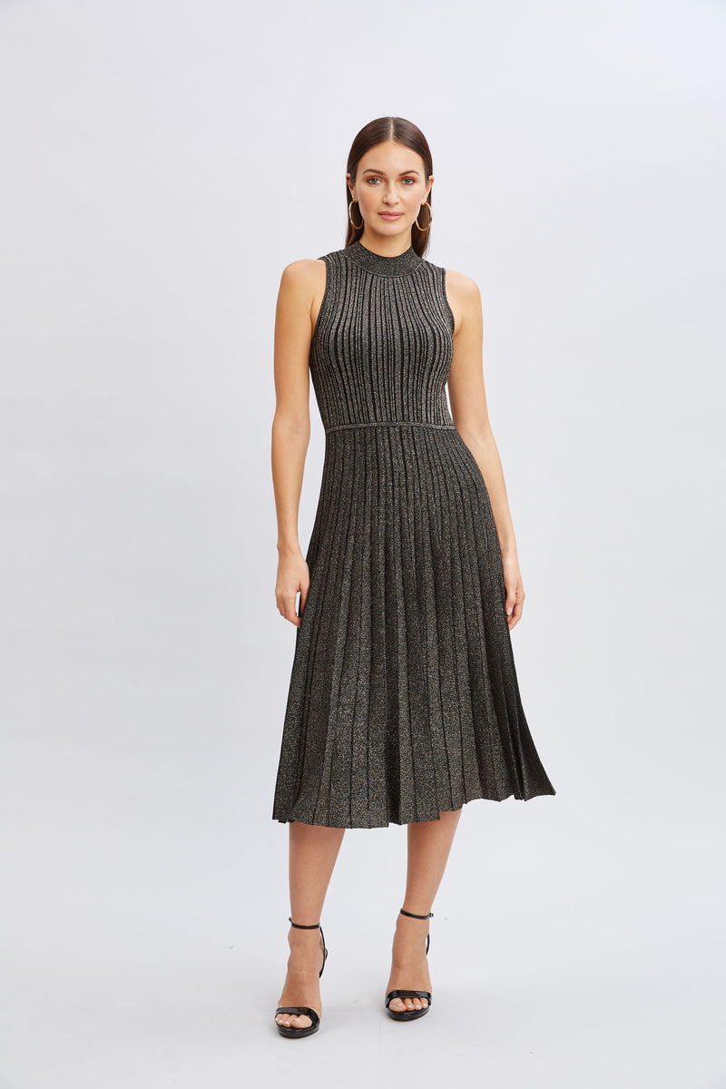 T-Tahari Metallic Mock Neck Dress