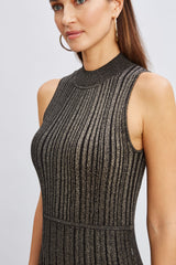 T-Tahari Metallic Mock Neck Dress