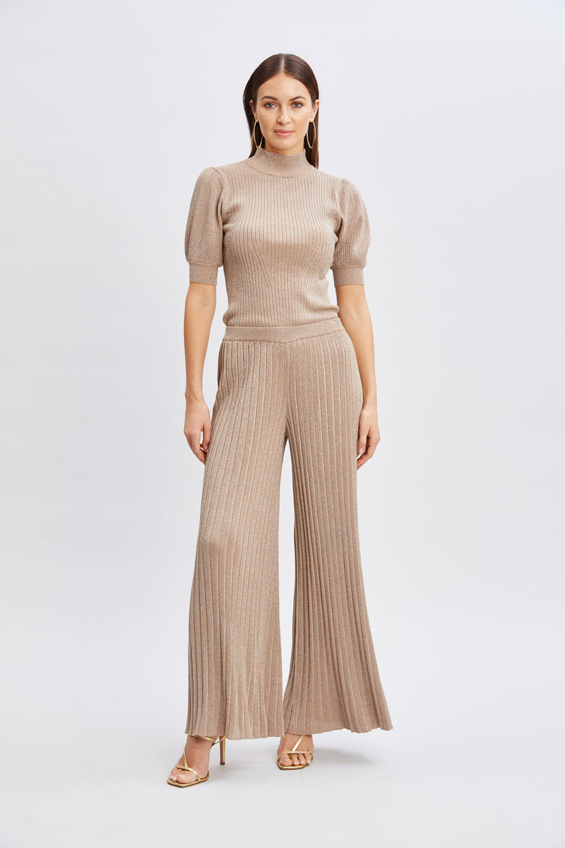 T-Tahari Metallic Wide Leg Pant