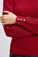 T-Tahari Pleated Sleeve Metallic Sweater