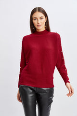 T-Tahari Crystal Sleeve Metallic Sweater