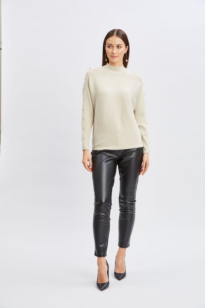 T-Tahari Crystal Sleeve Lurex Sweater