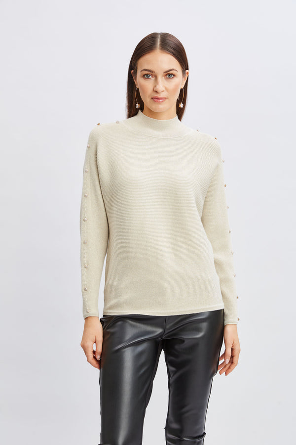 T-Tahari Crystal Sleeve Lurex Sweater