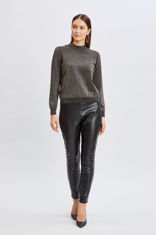 Metallic Mock Neck Sweater