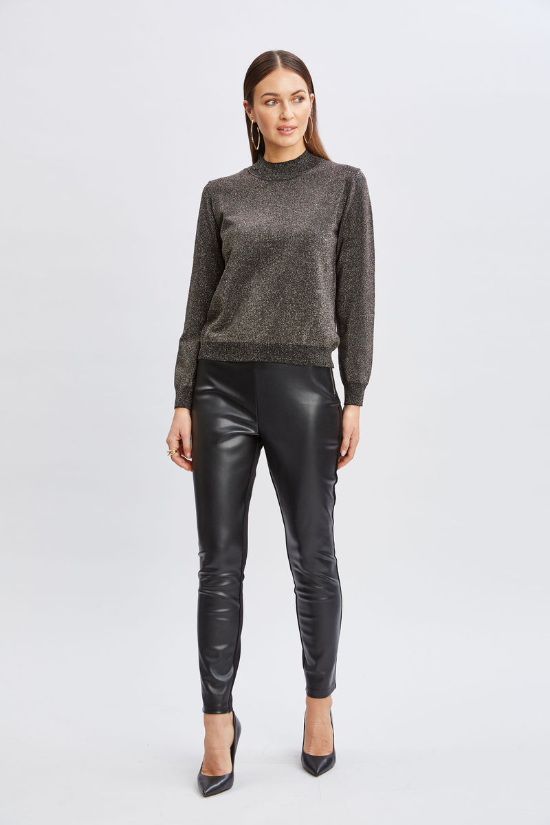 Metallic Mock Neck Sweater