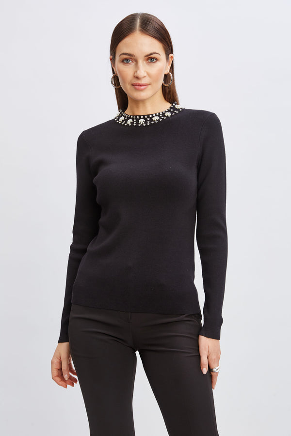 T-Tahari Mock Pearl Neck Sweater