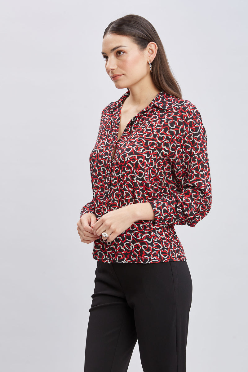 T-Tahari Heart Link Print Shirt