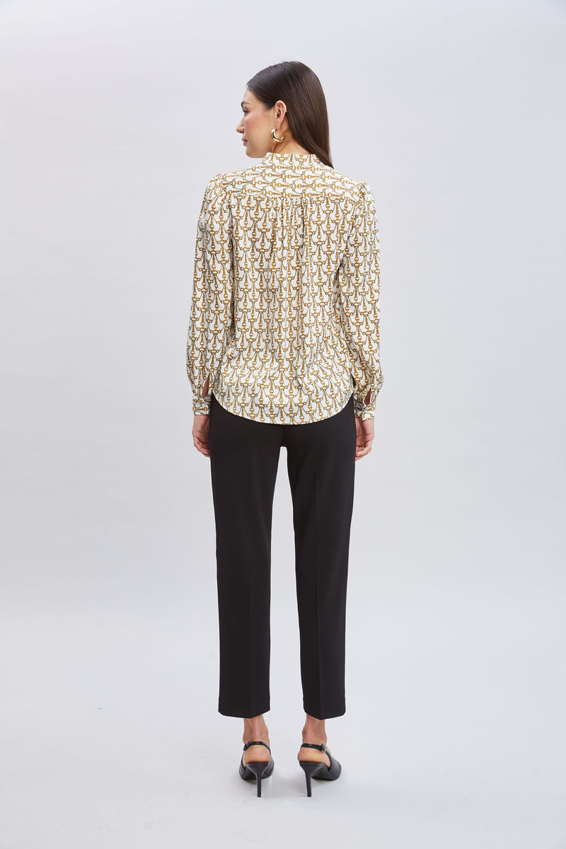 T-Tahari Chain Print Button Down Shirt