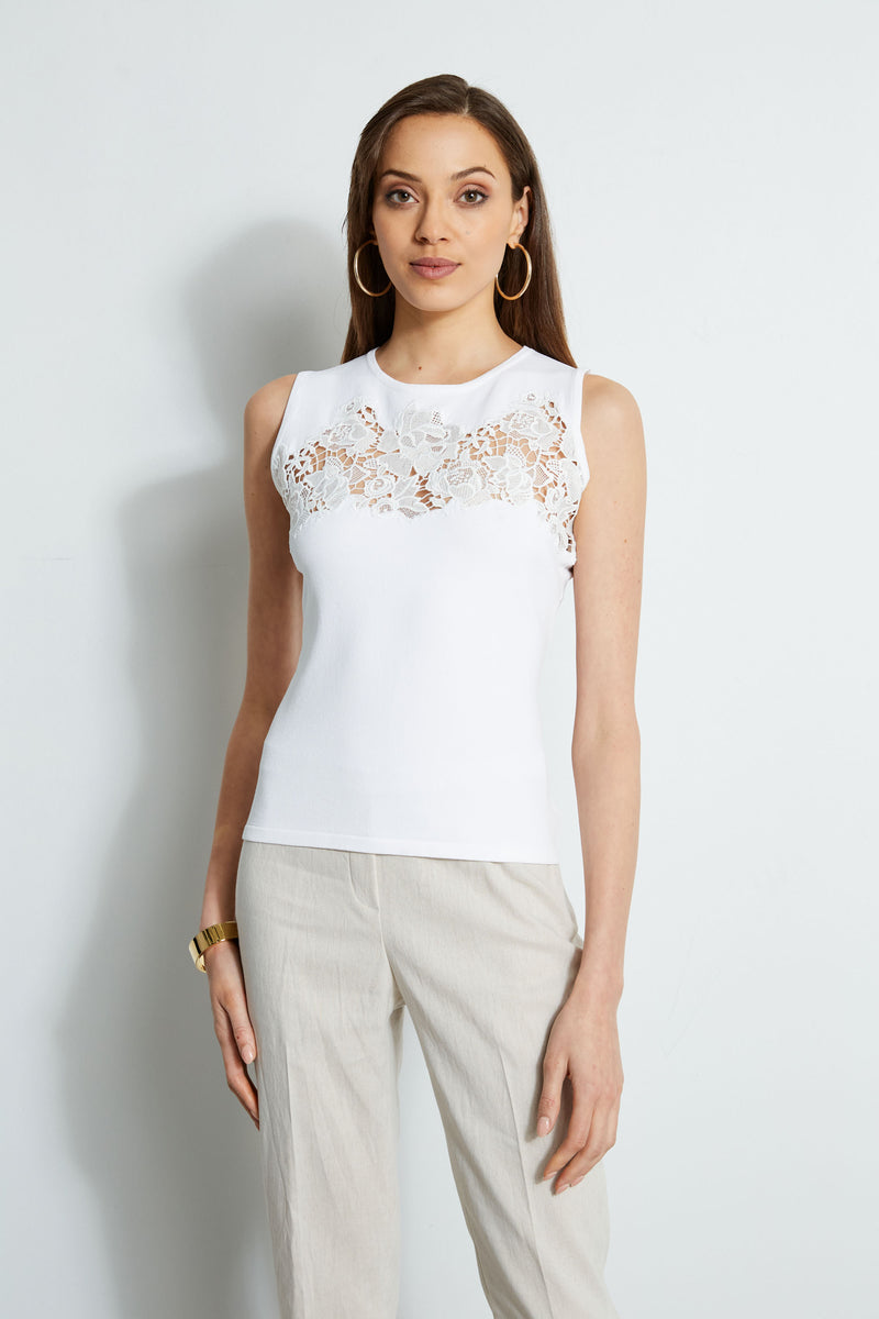 Soft Bamboo Jersey Lace Trim Cami Vest - White – Ella & me