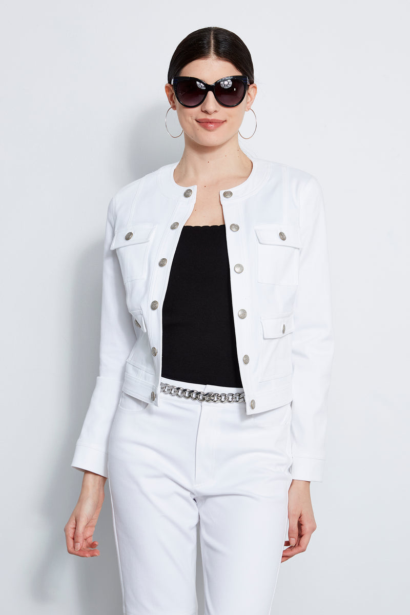 Womens Fitted Denim Jacket Ladies Stretch Jean Jackets Casual Lapel Cropped Jean  Jacket (Multicolor : White, Size : 3XL-Large) : Amazon.ca: Clothing, Shoes  & Accessories