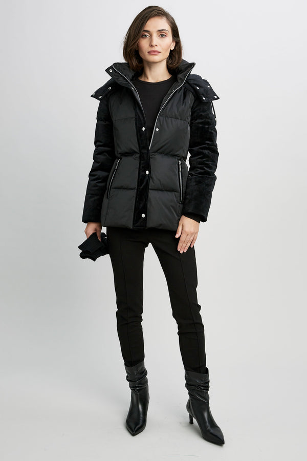 Erica Mixed Media Short Down Puffer Coat