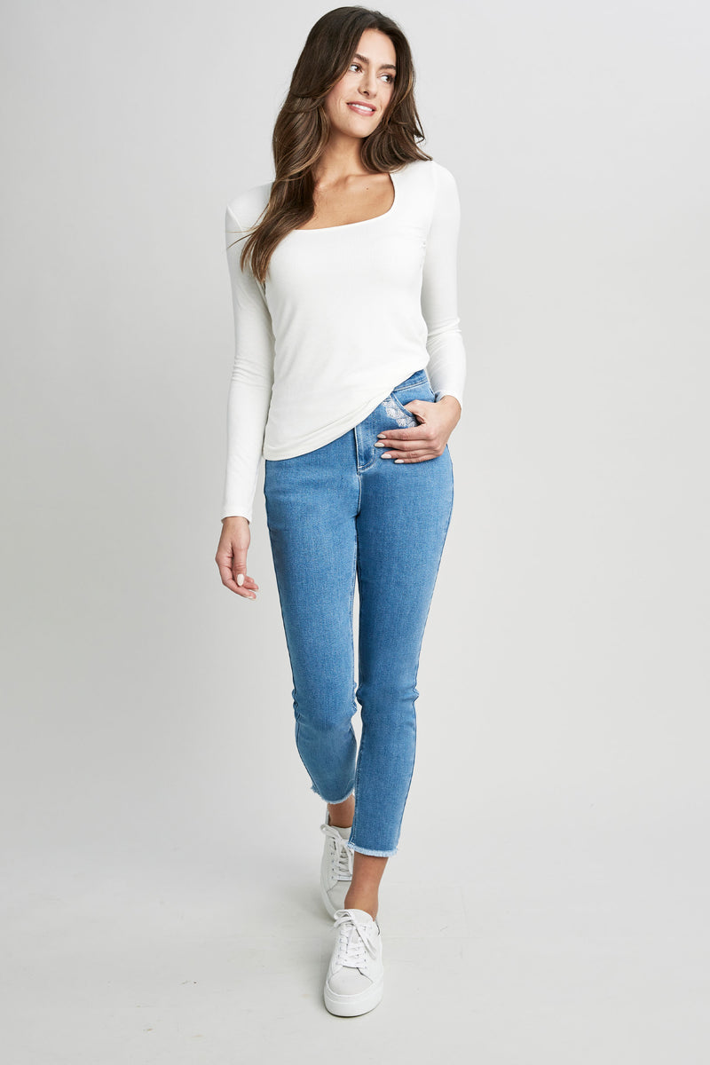 Square Neck Ribbed Knit