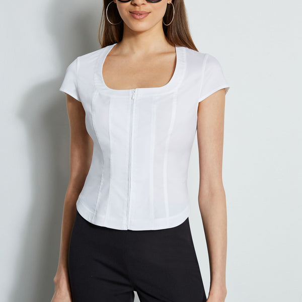 Stretch Poplin Corset Shirt – Elie Tahari