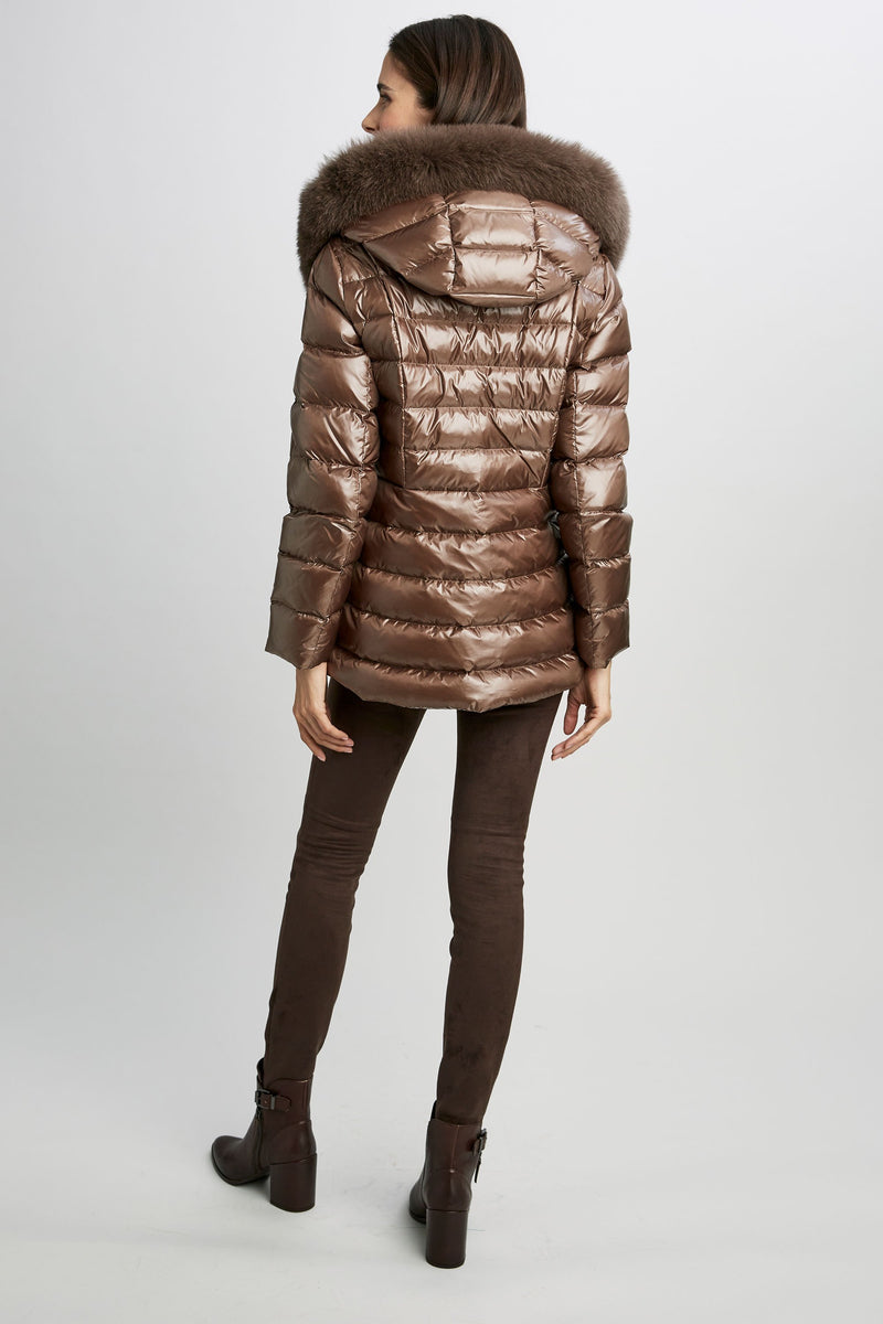 Kimberly Fur Trim Short Down Puffer Coat